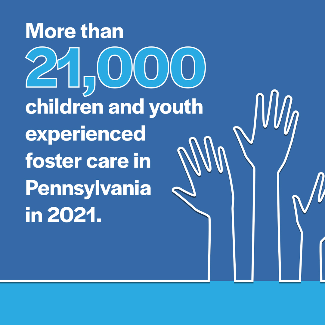 More than 21,000 children and youth experienced foster care in Pennsylvania in 2021.