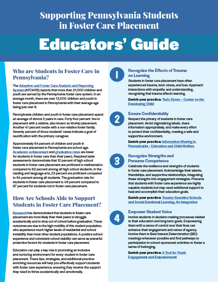 Educators Guide for Students in Foster Care Placement thumbnail