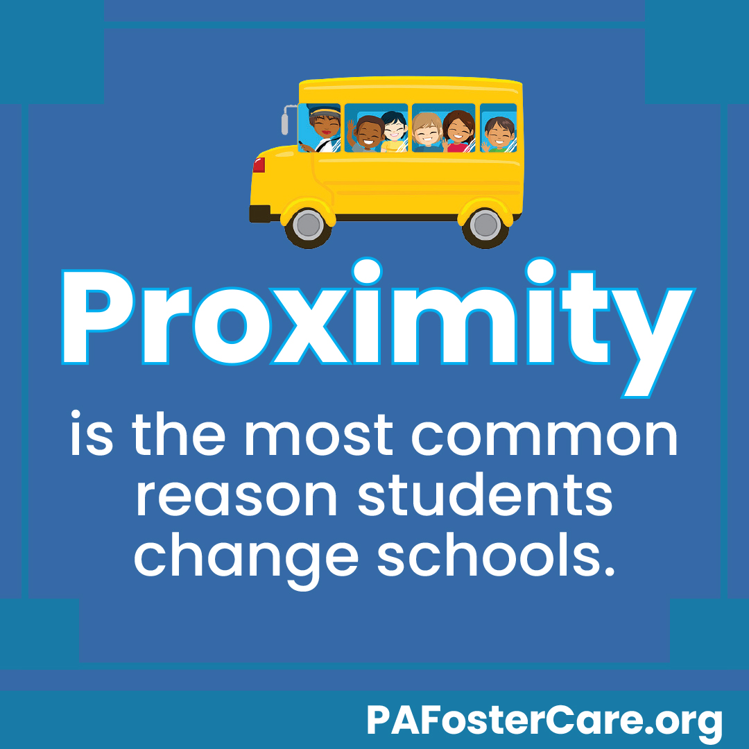 Proximity is the most common reason students change schools. PA foster care dot org